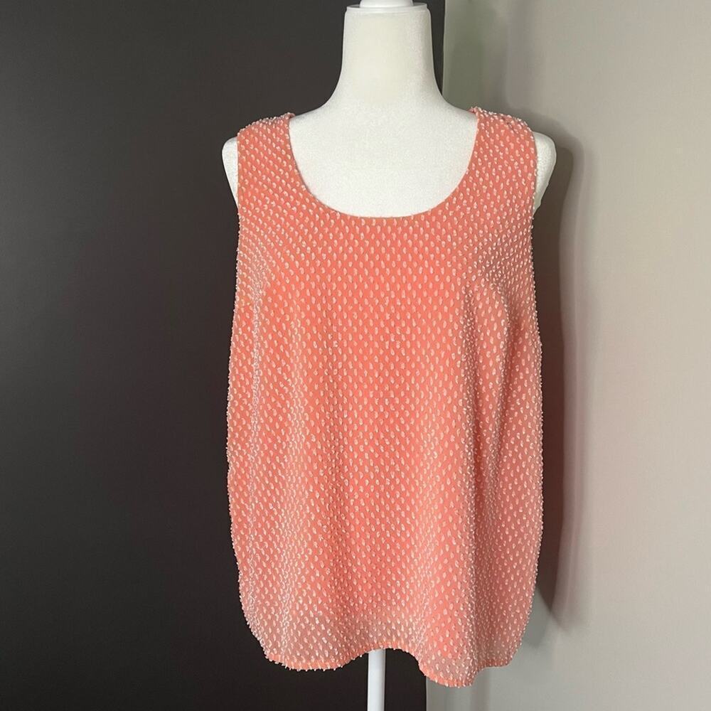 GRW Woman's Coral Sot Summer Sleeveless Lined‎ Blouse- Size M